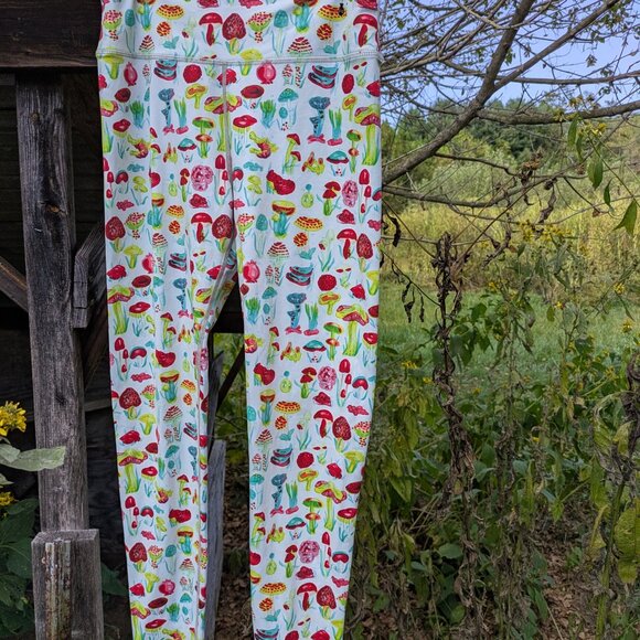 Rare Penelope Gazin FBC Mushroom Print "Yoga Leggings" Size Medium - Picture 2 of 8